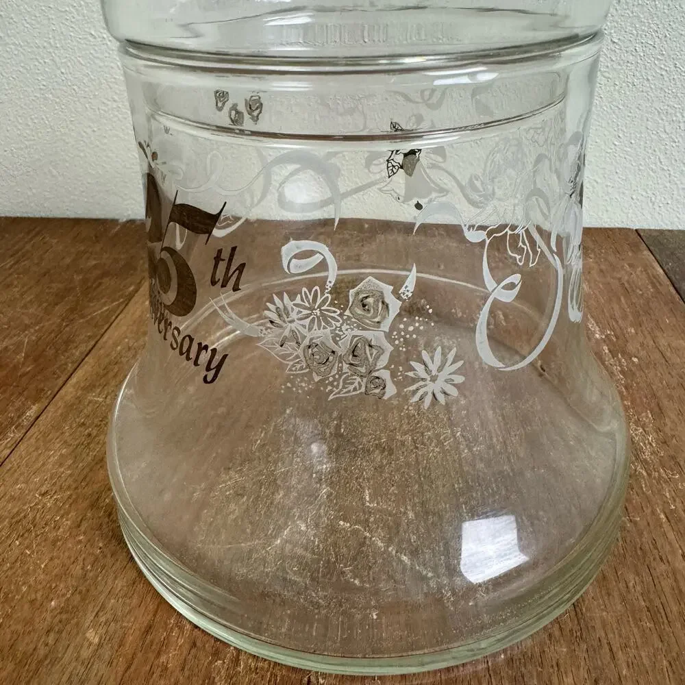 25th‎ Anniversary Silver detail VINTAGE Bell Shaped Candy Jar with Lid